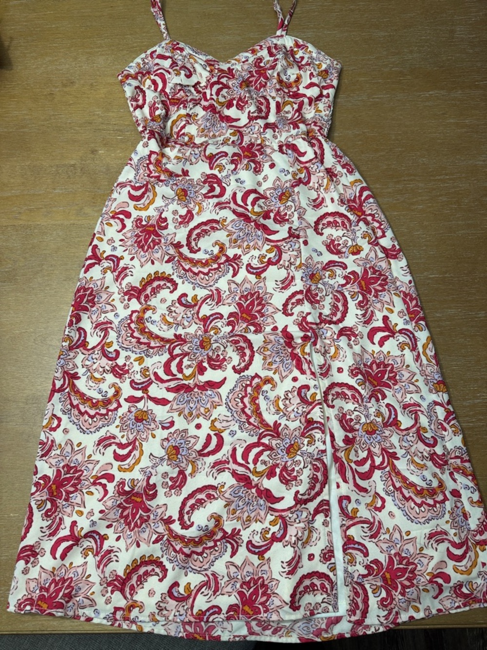 Jessica Simpson White Midi Dress with Pink & Orange Floral Print